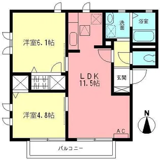 ブリリアE【201号室】の間取り