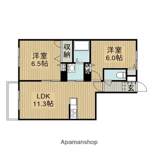 ヒルズ フェミナ【102号室】の間取り