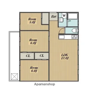 鵜野森団地【3階】の間取り
