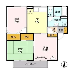 チャコールハイツ AB【2階】の間取り