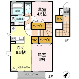 ターナ木曽西 A棟【2階】の間取り