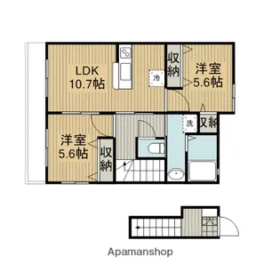 神奈川県相模原市中央区田名【アパート】の間取り
