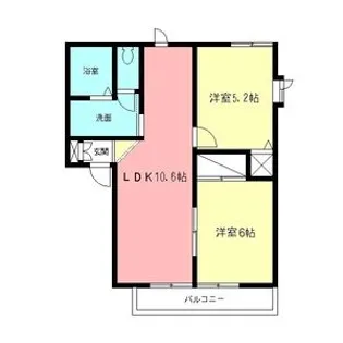 ライフタウン花水木C【102号室】の間取り