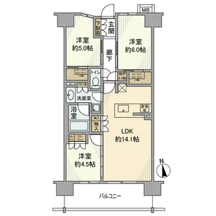 クレアホームズ町田【9階】の間取り