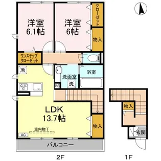 ドエルメイツB【2階】の間取り