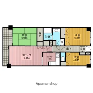 つきみ野パーク・ホームズ【3階】の間取り