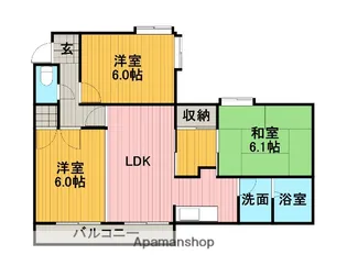 東林間コーポフロンティア【2階】の間取り