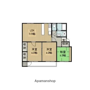 鵜野森団地M棟【404号室】の間取り