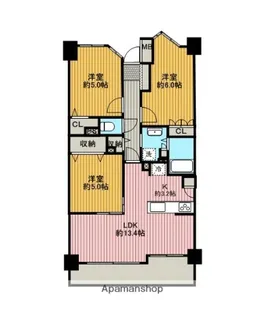 レーベンリヴァーレ町田ルージアタワー【15階】の間取り