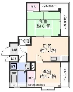 パティオ桔梗【1階】の間取り