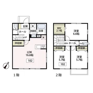 ボヌール相模大野【102号室号室】の間取り