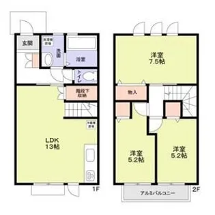 東京都町田市忠生3丁目【テラスハウス】の間取り