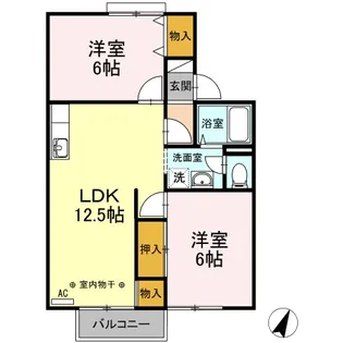 ルミエール A・B【2階】の間取り