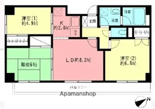 カルムモリサキ【306号室】の間取り