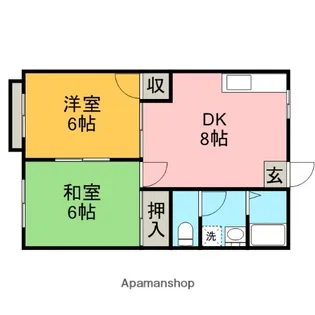 鴨居サンハイツ【203号室】の間取り