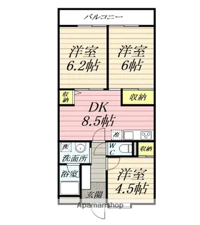 ホーユウパレス北久里浜Ⅱ【104号室】の間取り