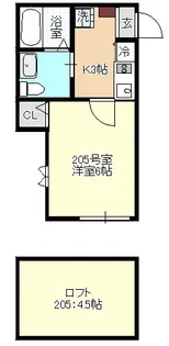 ベイルーム県立大学B【2階】の間取り