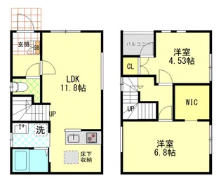 神奈川県三浦市初声町下宮田【テラスハウス】の間取り