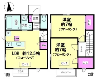 神奈川県逗子市小坪1丁目【テラスハウス】の間取り