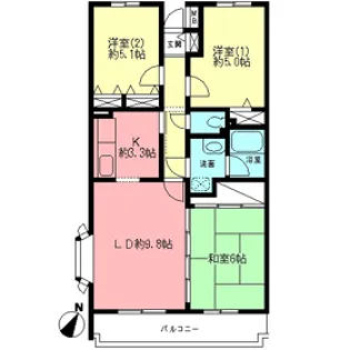 ベルドミール津久井浜【201号室】の間取り