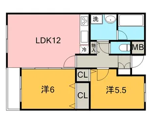 2LDKの間取り画像