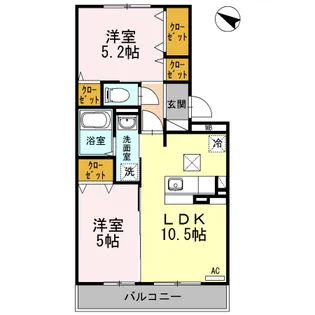 サザンハイムA【3階】の間取り
