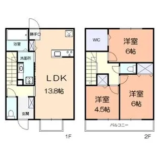 神奈川県川崎市宮前区犬蔵2丁目【テラスハウス】の間取り
