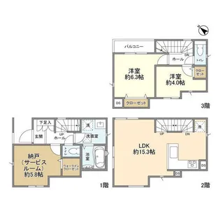 神奈川県川崎市多摩区菅北浦2丁目【一戸建】の間取り