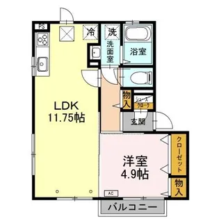 クリエール四谷【1階】の間取り