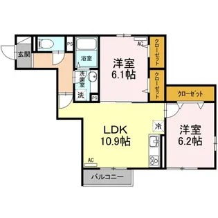 新川崎ヴィラージュA【2階】の間取り