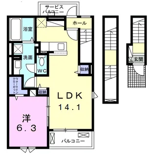 ウイ アウリイ【3階】の間取り