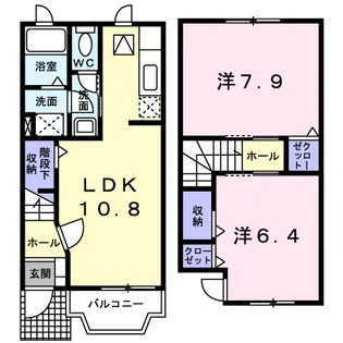 シャン・ド・フルールA【1階】の間取り