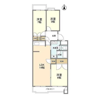 もみの木台フラット【2階】の間取り