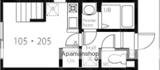 ハーミットクラブハウスキアーヴェ【1階】の間取り