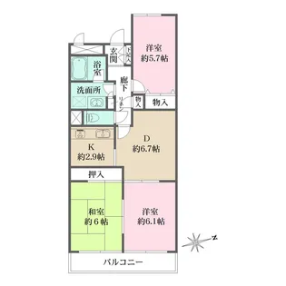 藤和シティコープ東寺尾【6階】の間取り