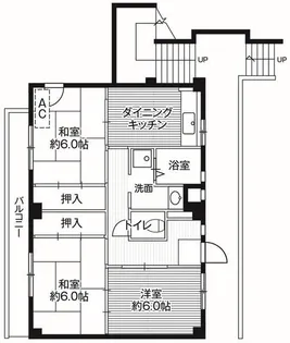 ビレッジハウス川井宿5号棟【1階】の間取り