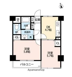 鶴見市場マンション【2階】の間取り
