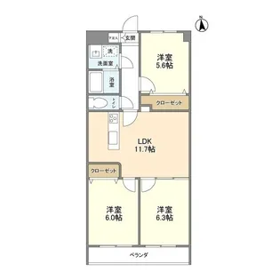 コスモリード武蔵中原【3階】の間取り