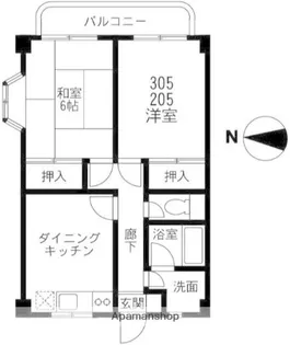 加藤第二コーポ【2階】の間取り