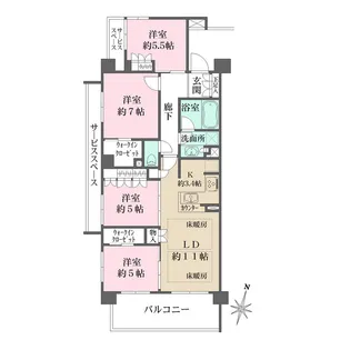 ザ・パークハウス上麻生【3階】の間取り