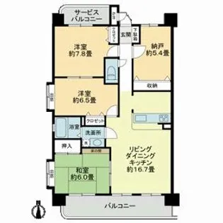 グランシャリオタワー【7階】の間取り