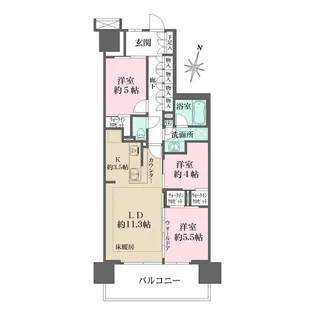 ザ・パークハウス本厚木【13階】の間取り
