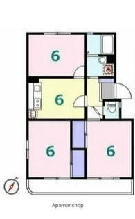 第三河原ハイツ【1階】の間取り