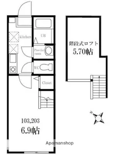 ハーミットクラブハウス霞台Ⅱ・A【2階】の間取り