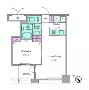 レジディア横濱馬車道【7階】の間取り