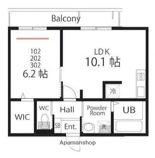 ハーミットクラブハウス高田【2階】の間取り