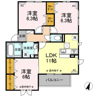 ヴューテラス寺尾の森 B【1階】の間取り