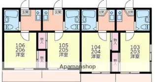 レオパレス衣笠 第16【1階】の間取り