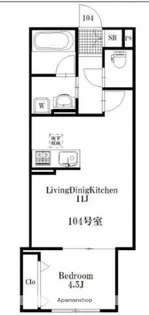 1LDKの間取り画像