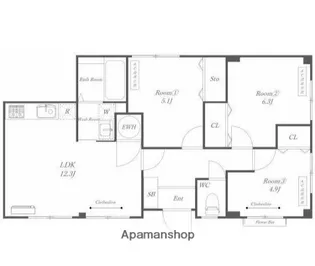 笹堀B【1階】の間取り